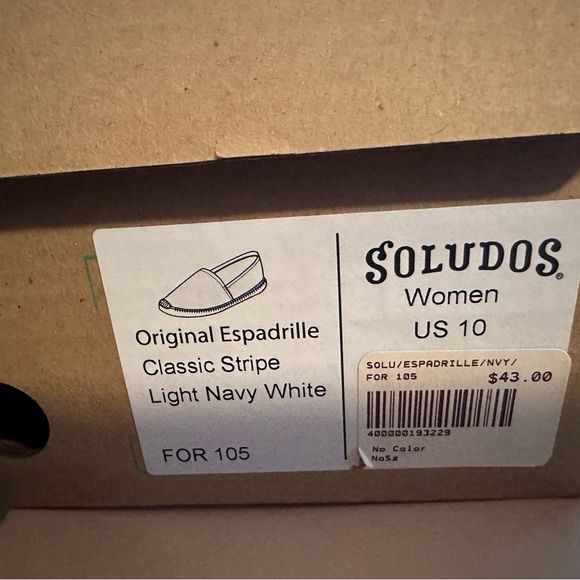 Soludos stripe espadrille flat shoe new in box size 10 - Picture 5 of 5